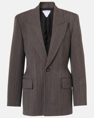 Bottega Veneta Striped Wool Blazer - Black