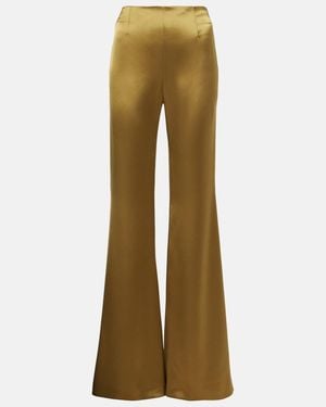 Galvan London Atruvia Satin Wide-Leg Trousers - Green