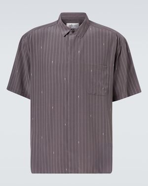 Saint Laurent Cassandre Silk Crepe De Chine Shirt - Purple
