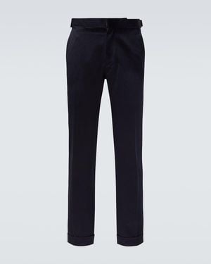 Tom Ford Shelton Cotton Satin Suit Trousers - Blue