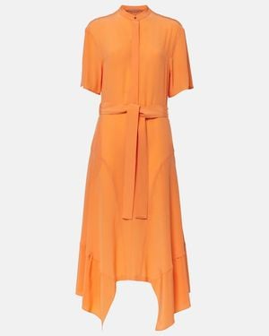 Stella McCartney Iconic Silk Crepe De Chine Midi Dress - Orange