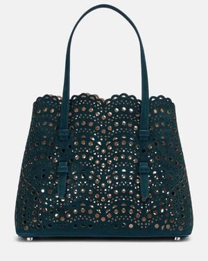 Alaïa Le Mina 25 Vienne Wave Leather Tote Bag - Blue