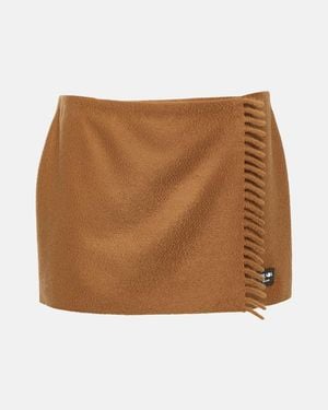 Prada Fringed Cashmere Miniskirt - Brown
