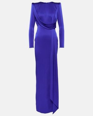Alex Perry Draped Satin Gown - Purple