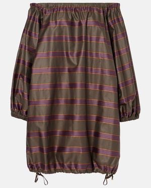 Max Mara Alcamo Cotton-Blend Canvas Minidress - Brown