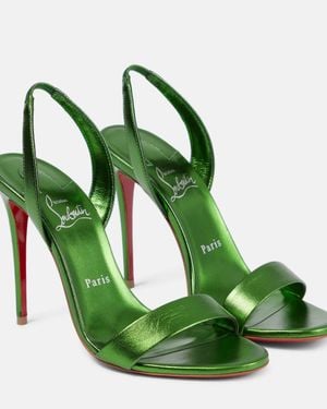 Christian Louboutin O Marylin 100 Metallic Leather Sandals - Green