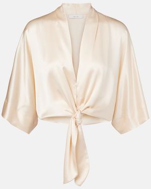 The Sei Cropped-Bluse Aus Seidensatin - Natur