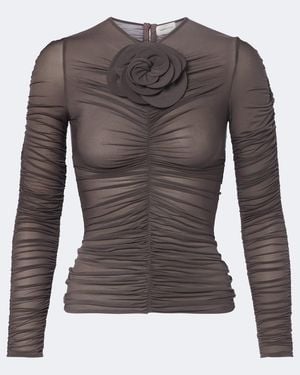 Magda Butrym Top Con Applicazioni Floreali - Marrone
