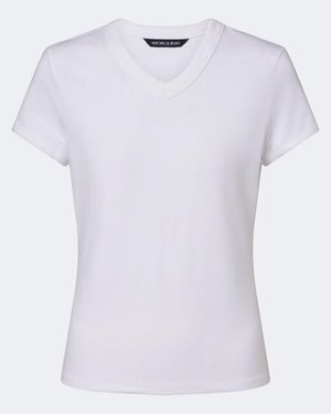 Veronica Beard Devin Cotton-Blend Jersey T-Shirt - White