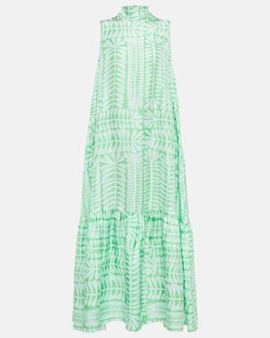 Asceno Oslo Silk Twill Maxi Dress - Green
