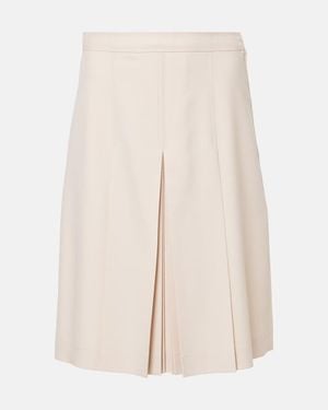 Valentino Virgin Wool Midi Skirt - Natural