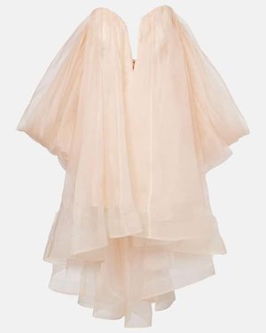 Zimmermann Crush Silk Organza Bustier Dress - Natural