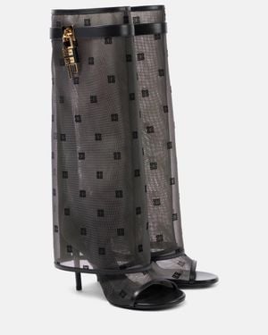 Givenchy Shark Lock Stiletto Sandal Boots - Grey