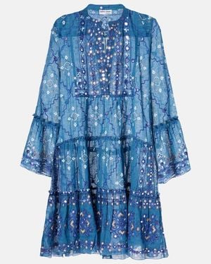 Juliet Dunn Printed Cotton Minidress - Blue