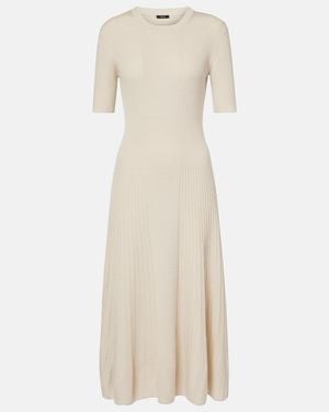 JOSEPH Ribbed-Knit Wool Midi Dress - Natural