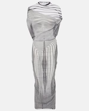 Jean Paul Gaultier Body Morphing Mehrlagiges Midikleid Aus Tüll Mit Falten - Grau