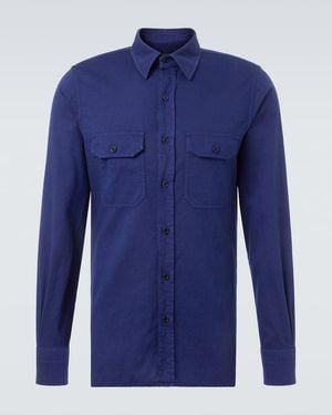 Tom Ford Cotton And Linen Drill Shirt - Blue