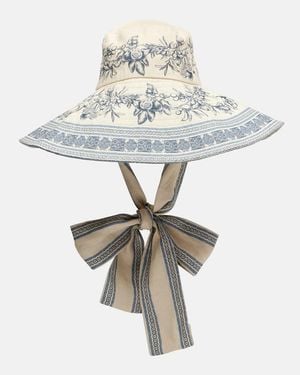 ALÉMAIS Villa Romantica Printed Linen Sun Hat - Metallic
