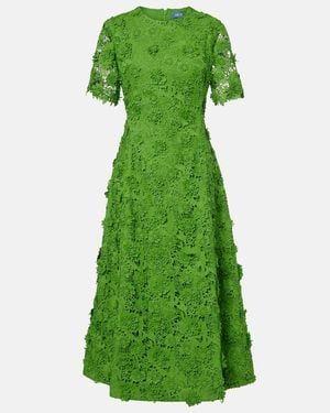 LEO LIN Caroline Lace Short Sleeve Midi Dress - Green