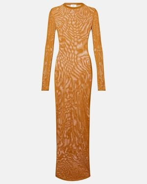 Saint Laurent Knitted Semi-Sheer Maxi Dress - Yellow