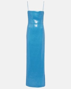 Galvan London Stargaze Bandeau Sequined Maxi Dress - Blue