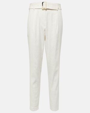 Veronica Beard Sofia High-Rise Linen-Blend Tapered Trousers - White