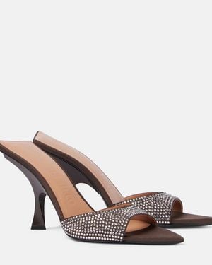 The Attico Ester 95 Embellished Satin Mules - Brown