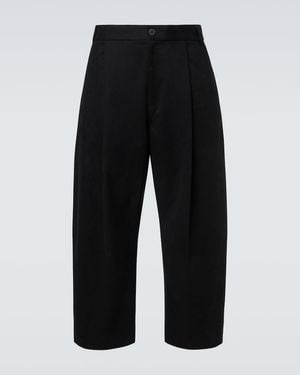 Studio Nicholson Sorte Cotton Twill Barrel-Leg Pants - Black