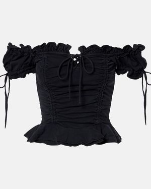Balenciaga Gathered Cropped Top - Black