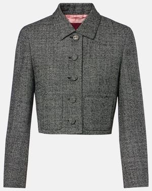 Gucci Chaqueta Cropped De Lana - Gris