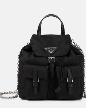 Prada Schultertasche Aus Nylon - Schwarz