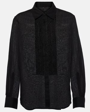 Nili Lotan Nathael Ruffled Cotton Shirt - Black