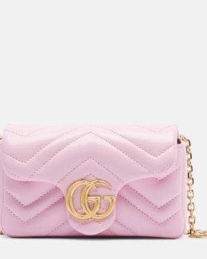 Gucci Gg Marmont Mini Leather Crossbody Bag - Pink
