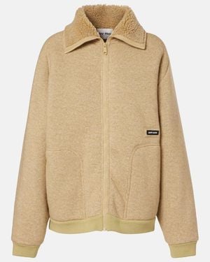Miu Miu Logo Fleece Blouson - Natural