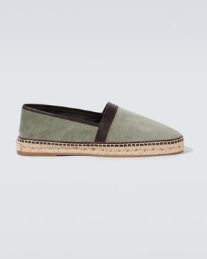 Manolo Blahnik Nerano Leather-Trimmed Suede Espadrilles - White