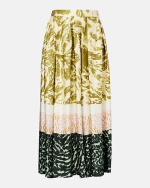 Dries Van Noten Printed Satin Midi Skirt - Metallic