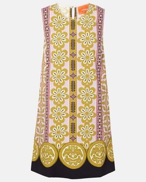 La DoubleJ Stretch Tunic Printed Satin Minidress - Yellow