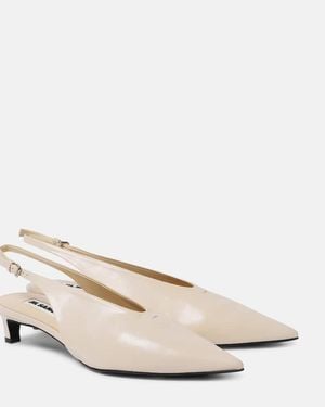 Jil Sander Leather Slingback Court Shoes - Natural