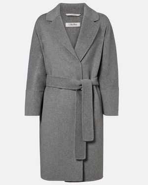 Max Mara Virgin Wool Wrap Coat - Grey