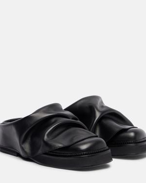 The Attico Mini Robin Leather Mules - Black