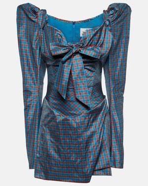 Vivienne Westwood Iwona Checked Taffeta Mini Dress - Blue