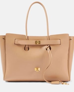 Balenciaga Bel Air Medium Leather Tote Bag - Natural