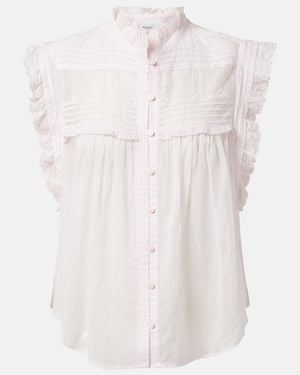 Isabel Marant Dersia Embroidered Ruffled Cotton Blouse - White