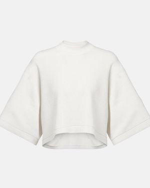 Alaïa Cropped Cotton And Wool-Blend T-Shirt - White