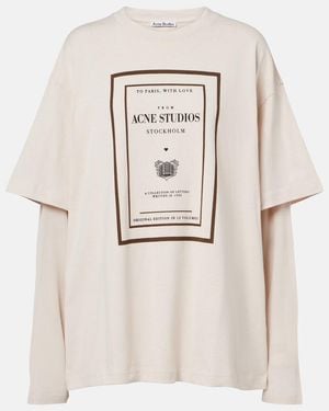 Acne Studios Layered Logo Cotton Jersey T-Shirt - Natural