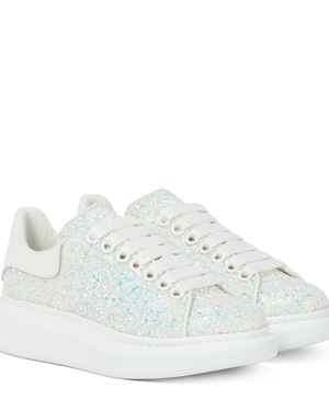 McQueen Sneakers aus Leder mit Glitzer - Weiß