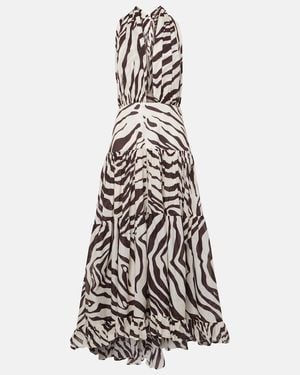 Alexandra Miro Marie Rose Zebra-Print Cotton Maxi Dress - White