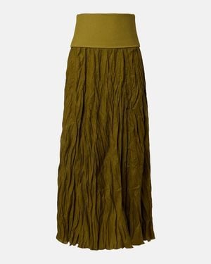 Johanna Ortiz Linen-Blend Maxi Skirt - Green
