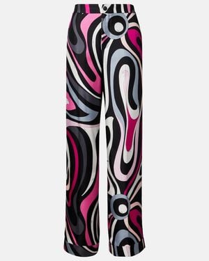 PUCCI Marmo Silk Twill Straight Trousers - Red