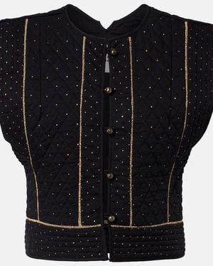Isabel Marant Volana Embellished Cropped Cotton Vest - Black